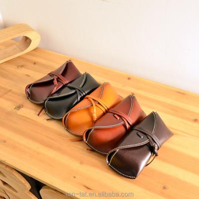 China Durable Leather Lens Case Sunglasses Case Pouch Genuine Leather Holder for sale