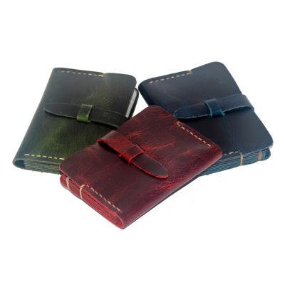 China Handmade-stitching Cash and Cash Card Holder Wholesale Vintage Card Case Holder Unisex Genuine Leather Credit Card Holders for sale