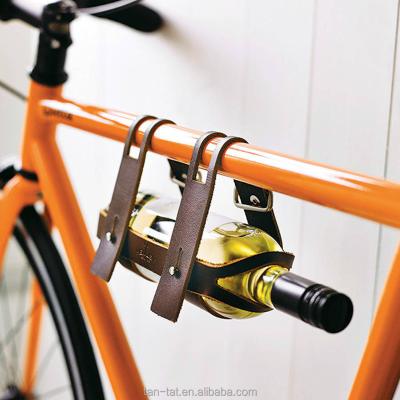 China Handmade Cow Leather Bicycle Wine Rack Holder Trolley for sale