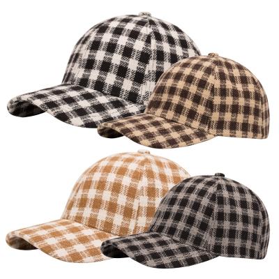 China COMMON Wholesale custom logo  6 panel baseball hat thousand bird checked pattern baseball cap for sale