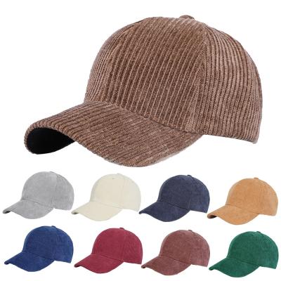 China COMMON Cheap wholesale retro striped caps for both men and women corduroy baseball caps for outdoor shade for sale