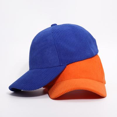 China COMMON Custom fashion solid color thick strip curved corduroy sports cap baseball cap Dad hat for sale