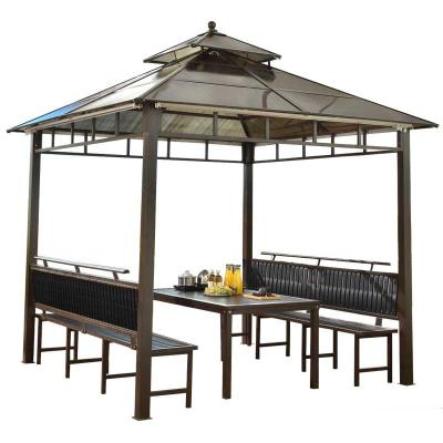 China High Quality Tents Easily Assembled Outdoor Gazebos Garden Gazebo Luxury Aluminum Hardtop Double Polycarbonate Roof Gazebo for sale