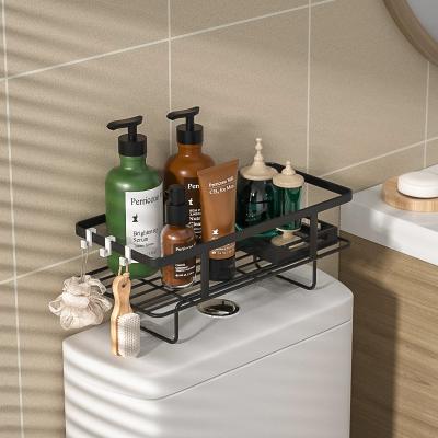 China Multifunctional Free Punch Bathroom Toilet Storage Rack Modern Wrought Iron Toilet Tank Water Tank Rack Above Rack for sale