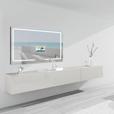 China Minimalist Hot Sale Bathroom Wall Mirror LED Smart TV Waterproof Vanity Mirror For Hotel Bathroom Mirror for sale