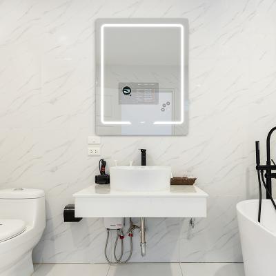 China Minimalist Touch Screen Fogless Switch Led Light Smart Bathroom Room Mirror for sale