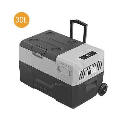 China Portable Compressor 50 L Electric Car Fridge Freezer Folder 12 V Cooler with Suction Bar and Wheels for sale