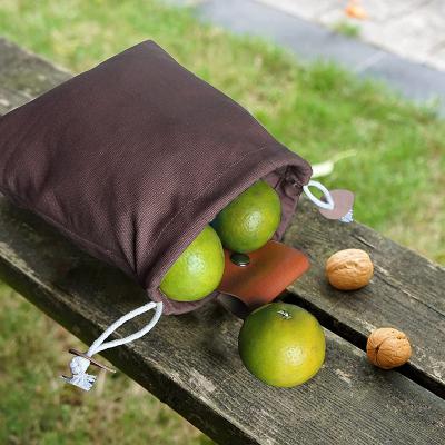 China Sustainable PU Canvas Waist Bag Jungle Fruit Storage Fruit Storage Pouch Leather Gathering Farm Forager Bag Recycled for sale