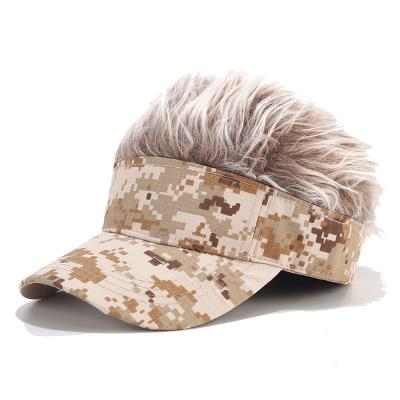 China 2022 COMMON Camouflage Baseball Cap With Wigs Fishing Hats Men Camouflage Jungle Hat Baseball Cap Outdoor Hunting Tactical Rise Hair for sale