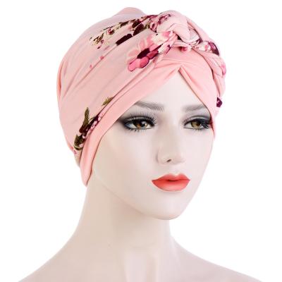 China Fashion Women's Turban Ladies Women's Plower Printing Polyester Banadans Cancer Soft Headwrap Chemo Cap Head Wrap for sale