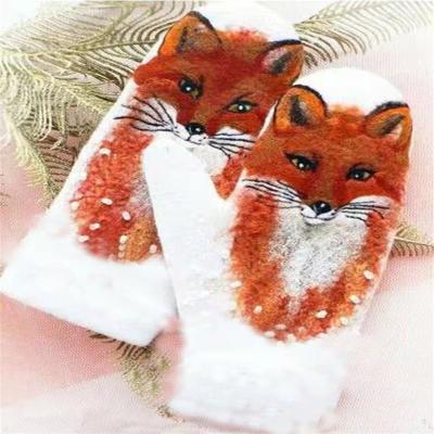 China Keep New 1Pair Women's Snow Gloves Women Girls Lovely Winter Mittens Finger Gloves Warm Fluffy Mitten Gloves for sale