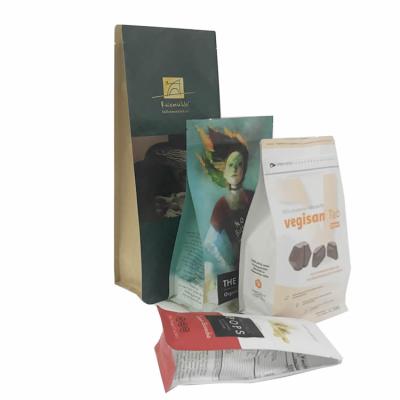 China Biodegradable Custom Clear Flat Bottom Window Up Pouch Holder For Coffee Tea Chocolate NO MOQ for sale