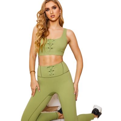 China Breathable Breathable Fitness Suits Adults Female Comfortable Yoga Set Women's Gym Elastic Bra Two Piece Girls Sportswear And Legging for sale