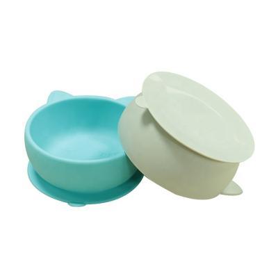 China Eco-friendly Suction Toddler Baby Tableware Free Sample Suction Cup BPA Free Feeding Bowl With Lid for sale