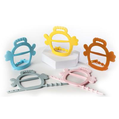 China New soft food grade silicone teether ring baby teether silicone toys new silicone teether for sale