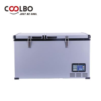 China Original Factory COOLBO Double Zone Gold China Supplier Car Fridge 12v 80L Freezer Portable Fridge Car Fridge For RV Caravan Trailer for sale