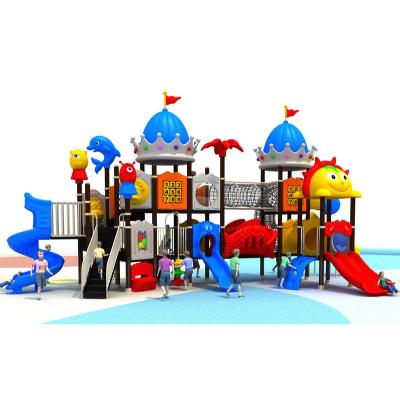 China Wooden Kindergarten Daycare Large Amusement Park Kids Plastic Slide Adventure Outdoor Playground for Children for sale