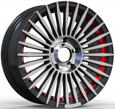 China Aluminum Factory Ready To Ship Wheels 14 Alloy 15 16 17 Inch ET 35 MACHINE FACE Red Line Black PCD 100 114.3 Canton High Quality for sale