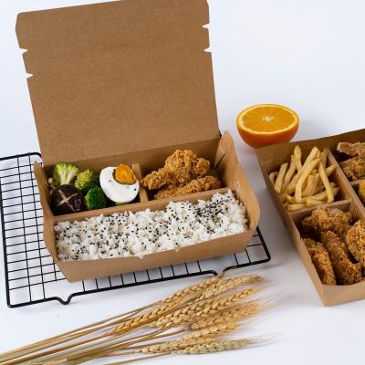 China Waterproof and Greaseproof Eco-friendly 4 Compartments Greaseproof Bento Takeout Box for Fast Food Packaging for sale