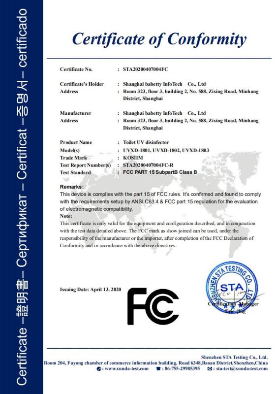 FCC - Shanghai Babetty Infotech  Co., Ltd.