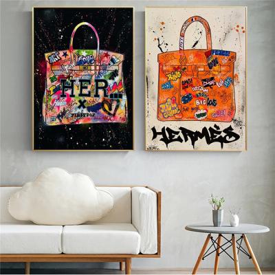 China Living Room Modern Home Decor Fashion Bag Canvas Painting Abstract Graffiti Art Pop Art Paintings for sale