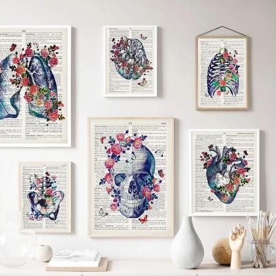 China Modern Nordic Heart Brain Wall Art Indoor Decoration Print Posters Anatomy Human Organs Pictures Canvas Painting for sale