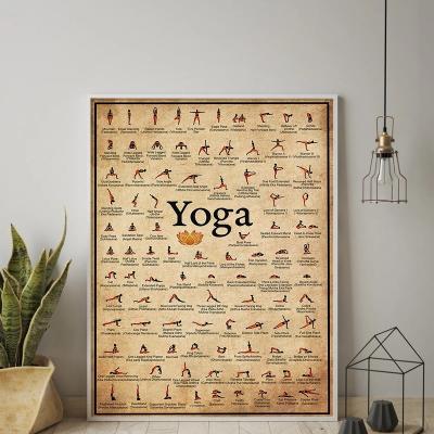 China Modern Home Living Room Wall Art Poster Health Pose Chart Ashtanga Yoga Gym Exercise Wall Decor Canvas Painting Yoga Print for sale