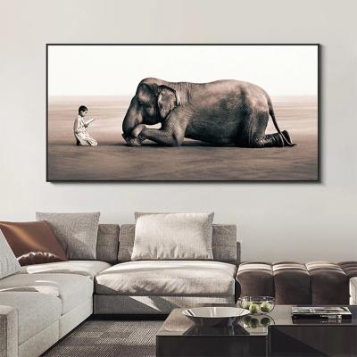 China Modern Canvas Art Animal Picture Canvas Painting Art Poster Print Home Decor Zen Elephant Wall Art for sale