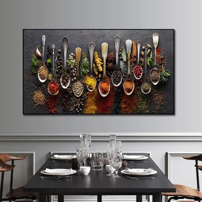 China Home CLASSIC Art Decor Grains Spices Spoon Pepper Canvas Painting Kitchen Decoration Poster Prints For Dining Room Wall Art Pictures for sale