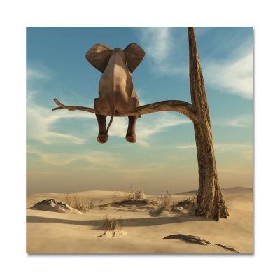 China Modern Kids Room Home Decor Funny Little Elephant On Tree Modern Animal Picture Nordic Posters and Prints Canvas Painting Wall Art for sale