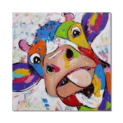 China Abstract Modern Cute Funny Colorful Cow Wall Art Print Posters Animal Pictures Main Painting On Canvas For Kids Room Home Decor for sale