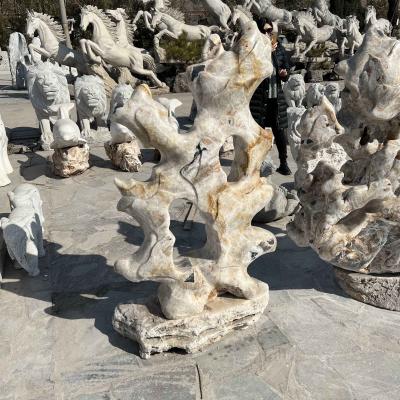 China Modern Outdoor Decoration Artwork Nature Garden Flower New Wave Large Marble Stone for sale