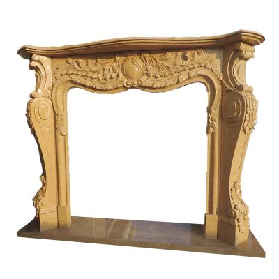 China Traditional Hand-carved Fireplace Landier Stone Carving Polished Marble Fireplace for sale