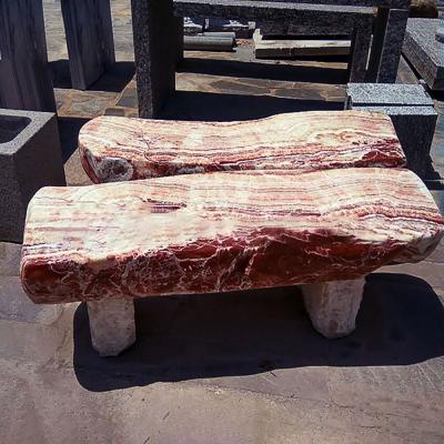 China Wholesale Beautiful Industrial Outdoor Marble Carved Stone Garden Onyx Bench for sale