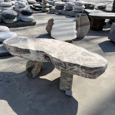 China Traditional Outdoor Agate Stone Dining Chairs Marble Stone Legs Bench for sale