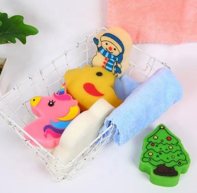 China All natural three-dimensional multifunctional colorful sponge bath rainbow kitchen cleaning sponge soft and comfortable cartoon sponge for sale