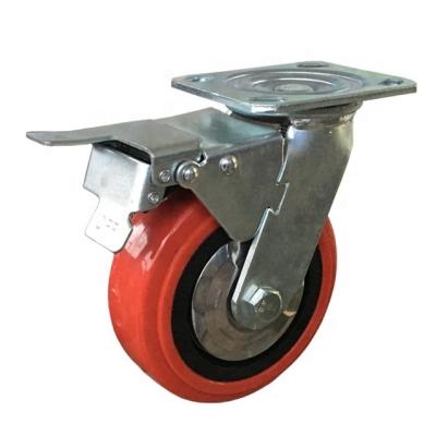 China swivel & Rigid SS 4 5 6 8 Inch Swivel PU Trolley Caster Wheel With Brake for sale