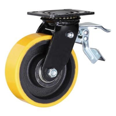 China swivel & SS Rigid PU Caster Green Heavy Duty Yellow Castor Wheels Industry General Use for sale