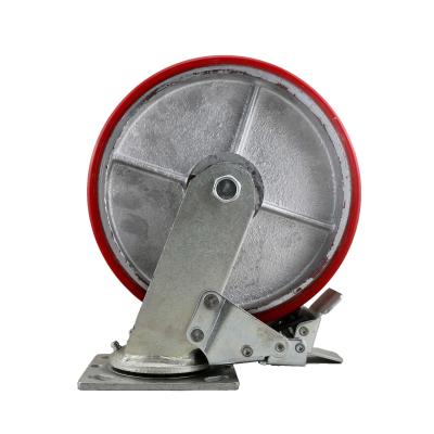 China Heavy Duty 8 Inch PIVOT SS Cast Iron PU Casters Wheel for sale