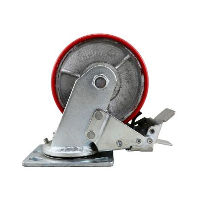 China PIVOTING SS 6 Inch Swivel Wheel PU On Cast Iron Caster for sale