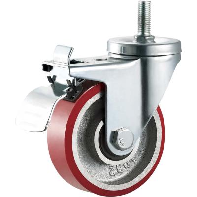 China swivel & SS Rigid Heavy Duty Trolley Industrial PU Caster Wheel 3 4 5 Inch Options for sale