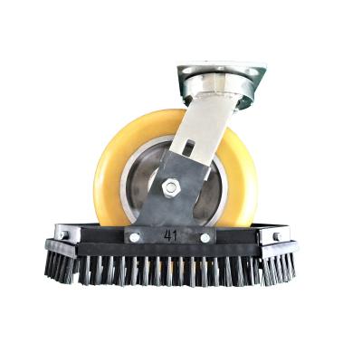 China swivel & STARDRAWING Rigid Industrial PU Casters Wheels With Brush 4 Self Sweep 5 6 8 Inch for sale