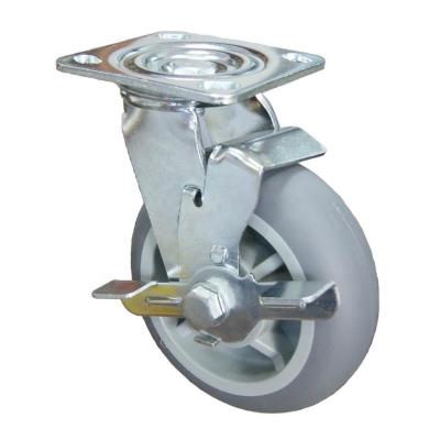 China swivel & Rigid SS 4 5 6 8 Inch Heavy Duty Gray TPR Caster Wheels With Brake for sale