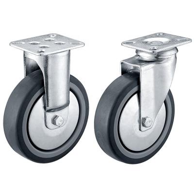 China swivel & SS TPR Rigid Caster Small Elastic Rubber Wheels 75 100 125 Mm for sale