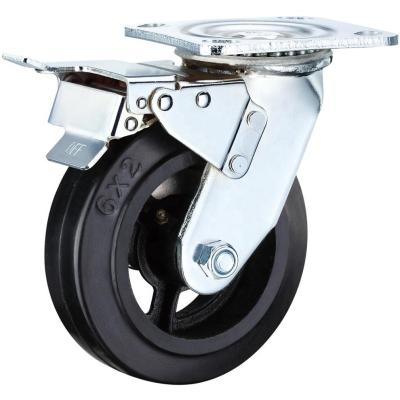 China swivel & SS Rigid Heavy Duty Solid Rubber Wheel 6 Inch 8 Inch And Other Size With Brake for sale