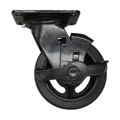 China swivel & Rubber Rigid SS On Cast Iron Caster Wheels Vintage Black for sale