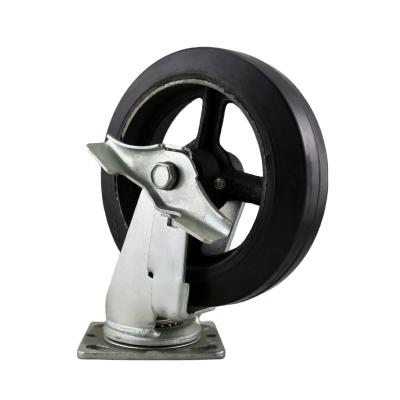 China SS Rigid Heavy Duty Solid Rubber Cast Iron Wheels 8 6 5 4 Inches Available for sale