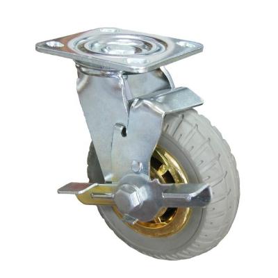 China swivel & Rigid SS 100 125 150 200 Mm Gray Gold Rubber Caster Wheels for sale