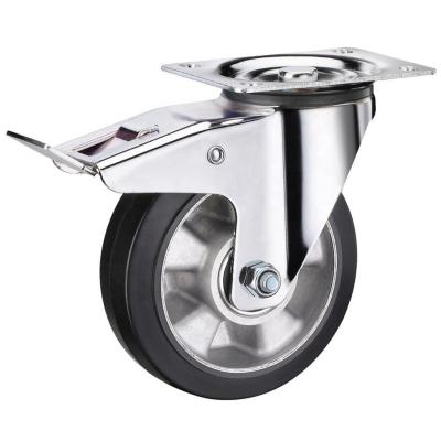 China swivel & SS Rigid Aluminum Elastic Rubber Caster Wheels 5 8 Inch European Style for sale