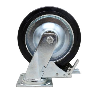 China PIVOT SS 200mm Japanese Rubber Casters Swivel Heavy Duty Wheel 8 Inch With Brake for sale